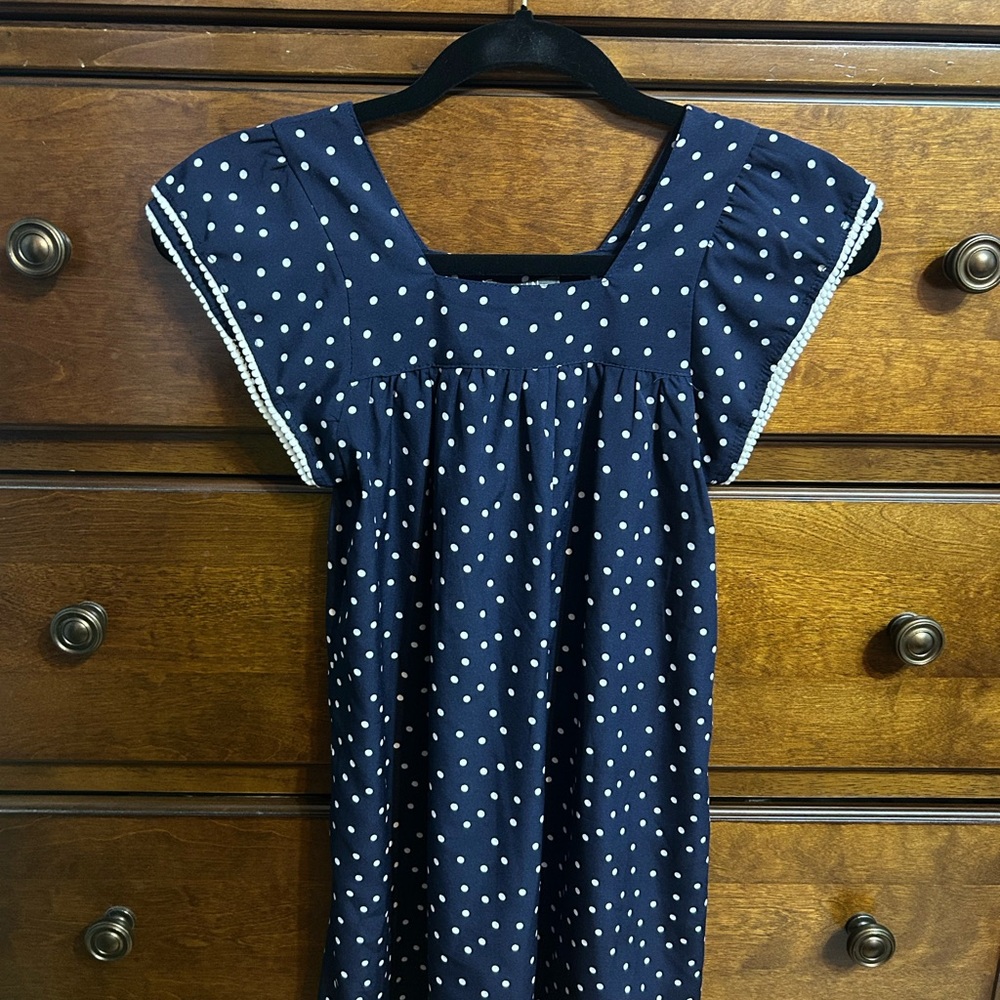 Navy Polka Dot Tunic/Dress with Cap Sleeves